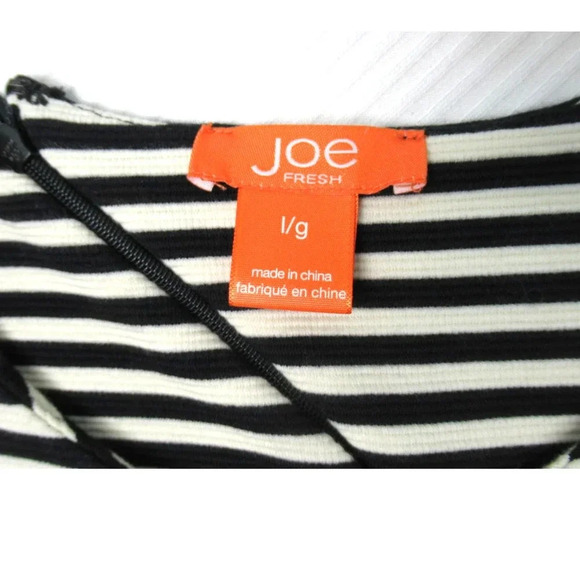 JOE FRESH Fit Flare Dress Black White Stripes Sleeveless Size Large Cotton Blend - Picture 6 of 10